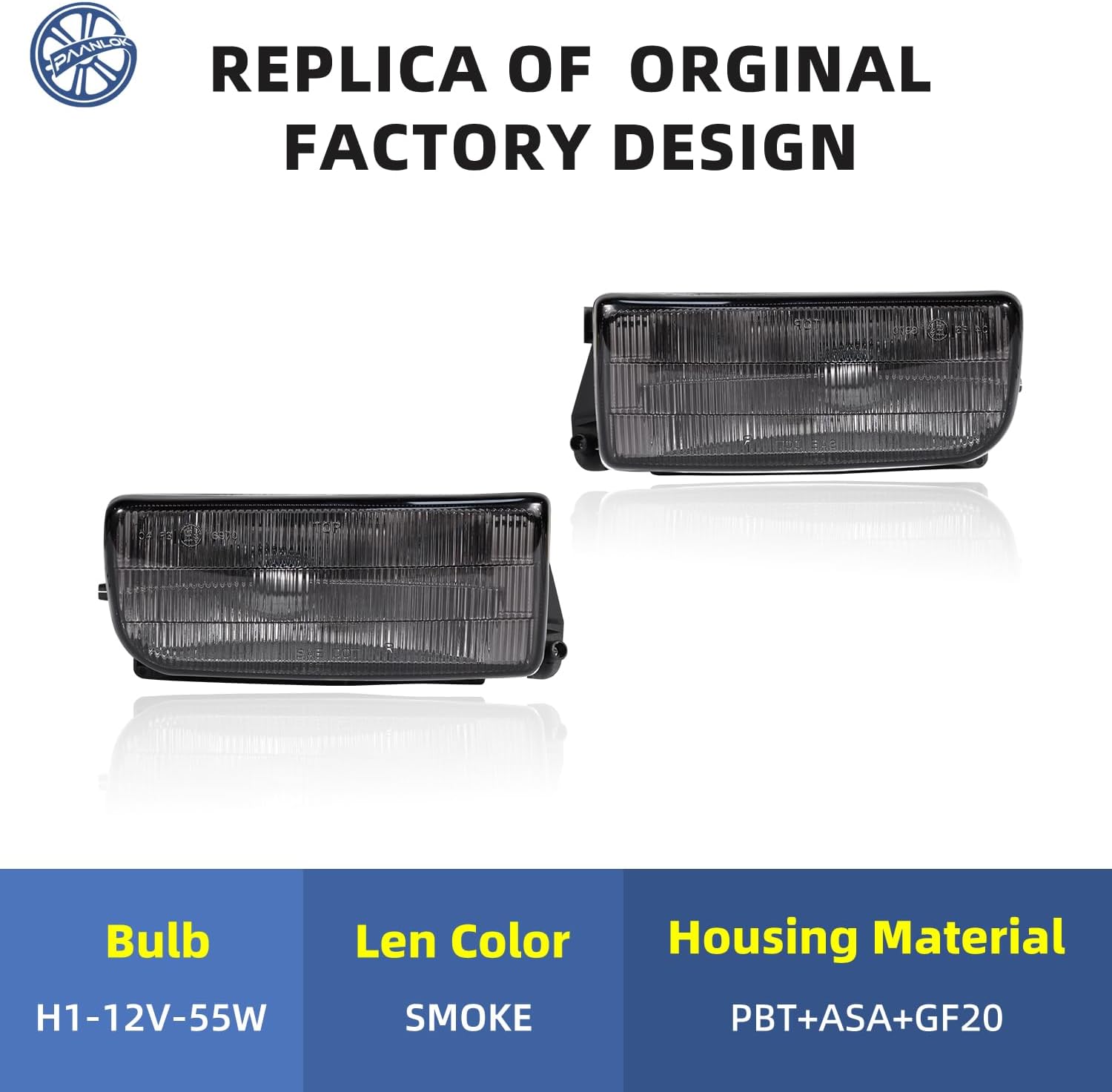Fog Lights for BMW E36 3 Series 1992-1999 - Fits ALL 318i/323i/325i/328i & M3 Models (Coupe/Sedan/Convertible/Hatchback) | OEM #63178357389/57390 Direct Replacement (Smoke Lens)