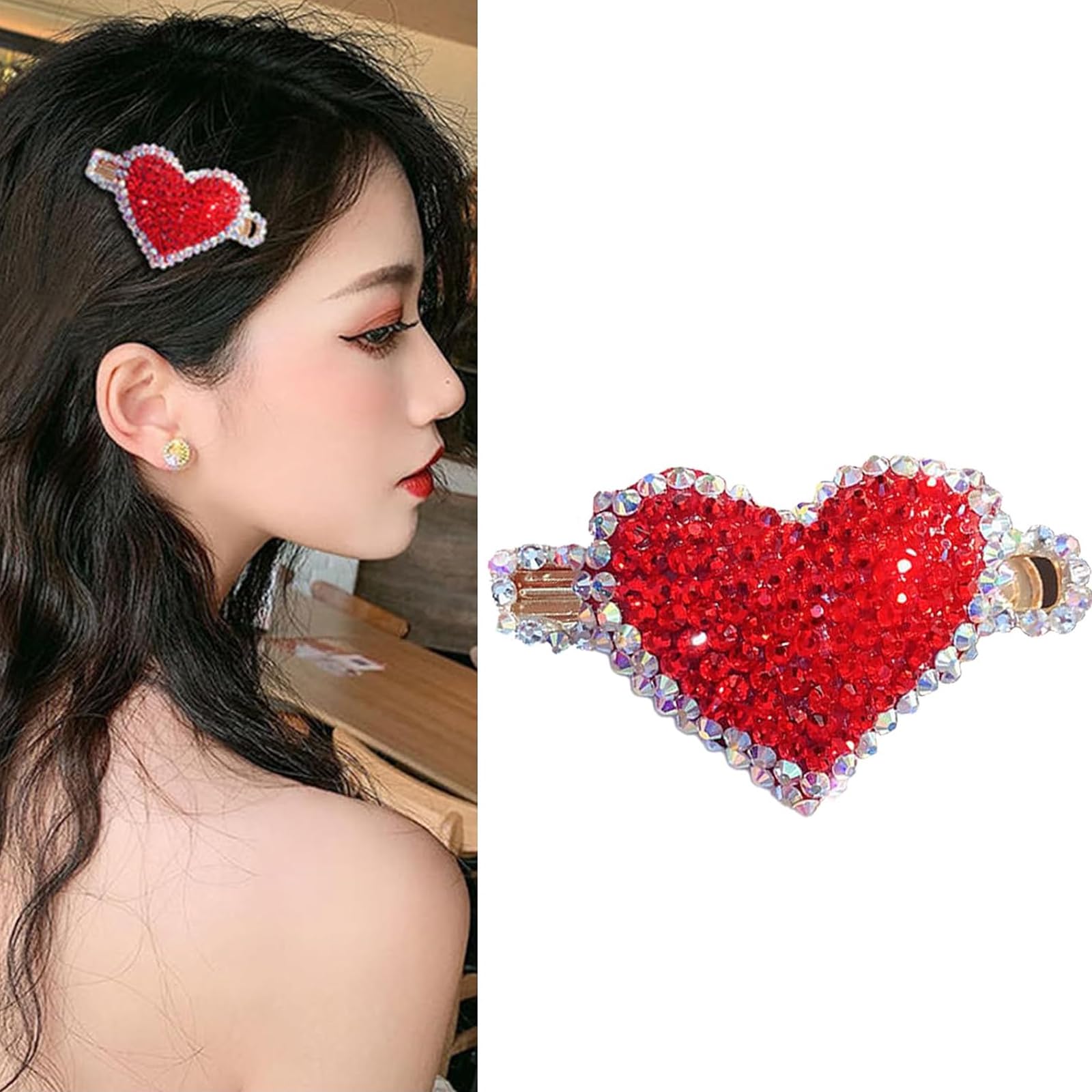 Amazon.co.jp: ハートヘアクリップ バレンタインデー ヘアクリップ