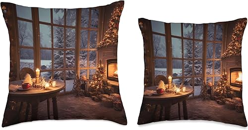 Miniatura 3 de Christmas Time Gift Ideas Cozy Christmas Time Holidays Fire Place - Almohada de 16 x 16 pulgadas, multicolor