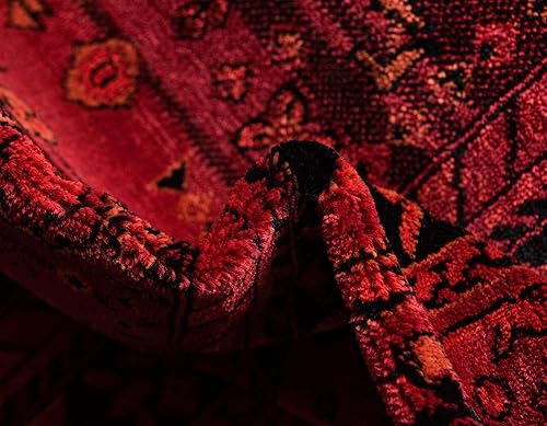 Miniatura 6 de Unique Loom Tekke Collection - Alfombra de área Sheibani (6 pies 1 pulgada x 9 pies, rectangular, rojonegro)