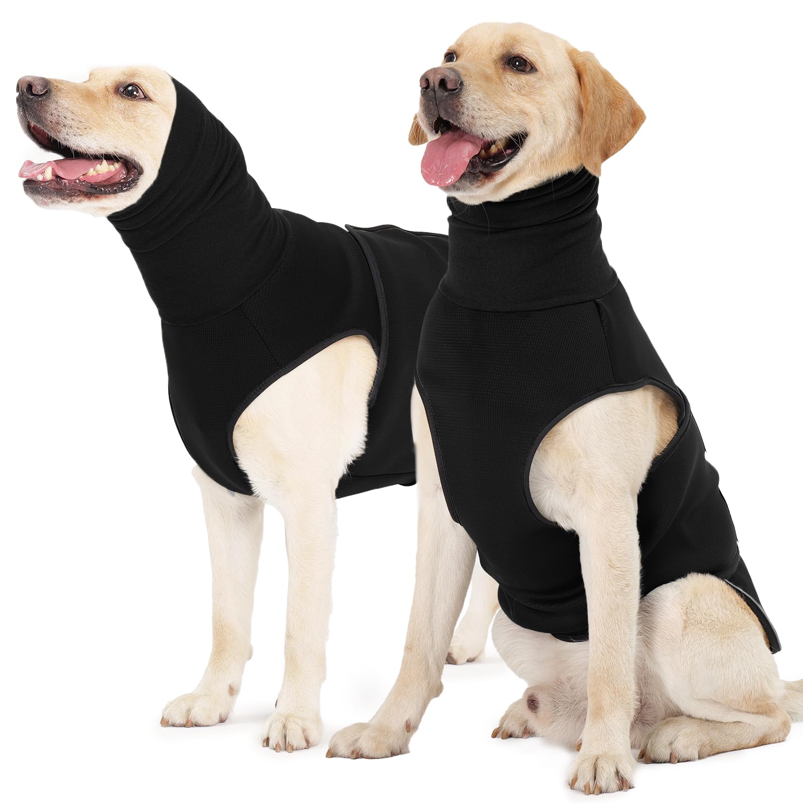 ROZKITCH Dog Calming Hoodie, Anti-Anxiety Vest for Storms & Fireworks, Adjustable Breathable Dog Shirt with Ear Wrap for Comfort Black M
