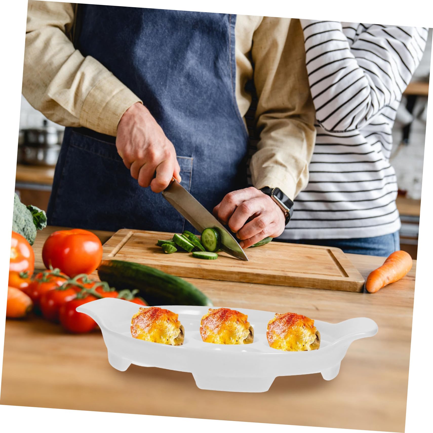 ERINGOGO Plato para Caracoles con Doble Oreja 18 Cm Cerámica Resistente a Altas Temperaturas para Hornear Mariscos y Aperitivos en Reuniones Familiares 4 Piezas