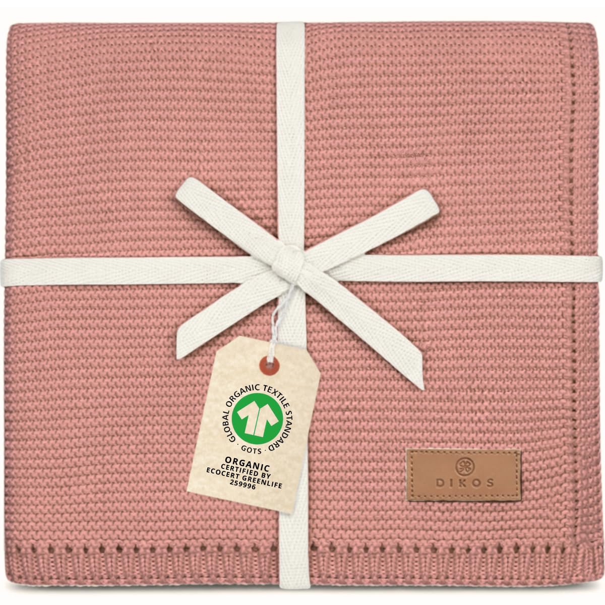 DIKOS® Babydecke Beere aus *100%* GOTS Bio Baumwolle | 4 Jahreszeiten Neugeborenen Decke für Baby Mädchen | Strickdecke Kuscheldecke Baumwolldecke Kinderwagen | Erstausstattung Geschenk zur Geburt
