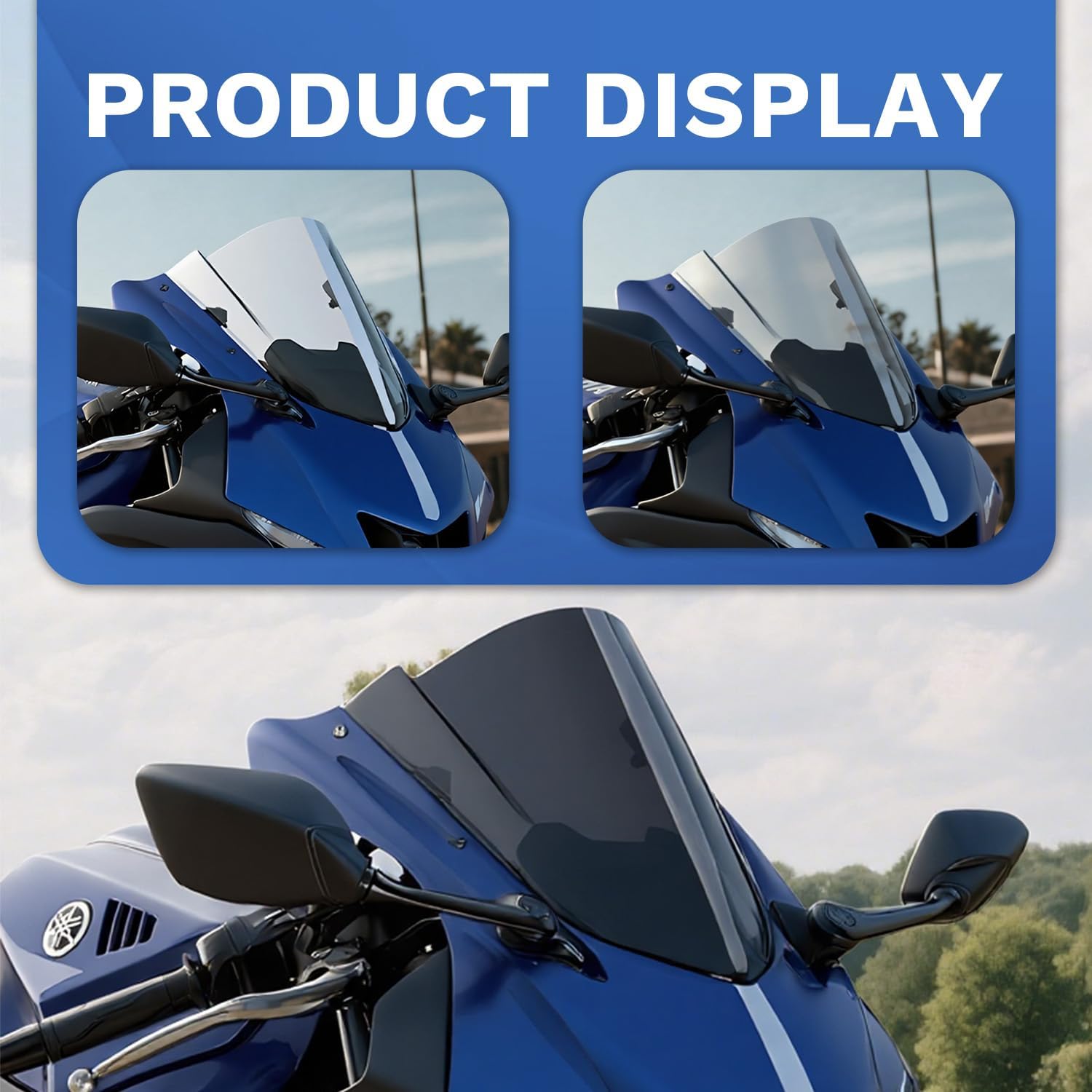 Motorcycle Windscreen Windshield Replacement for Yamaha YZFR6 YZF R6 YZF-R6 2017-2025 YZFR7 YZF R7 YZF-R7 2021-2025 PC Windscreen Double Bubble (transparently)