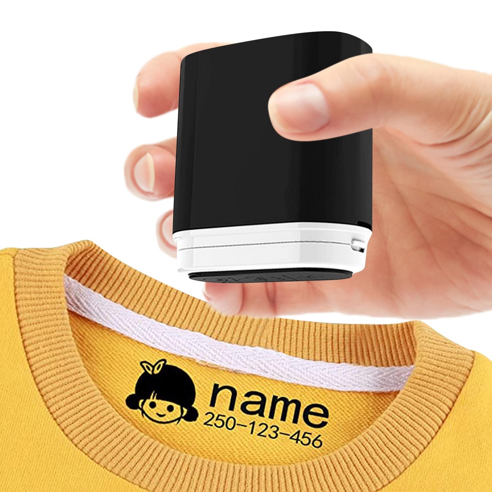 HWLY Personalized Waterproof Stamp Personalized Name Stamp Self Inking Kid Name Stamp Custom Seal Kid Label School Waterproof Clothe Stamp Stamper Multipurpose Children's Clothing Labels (D)