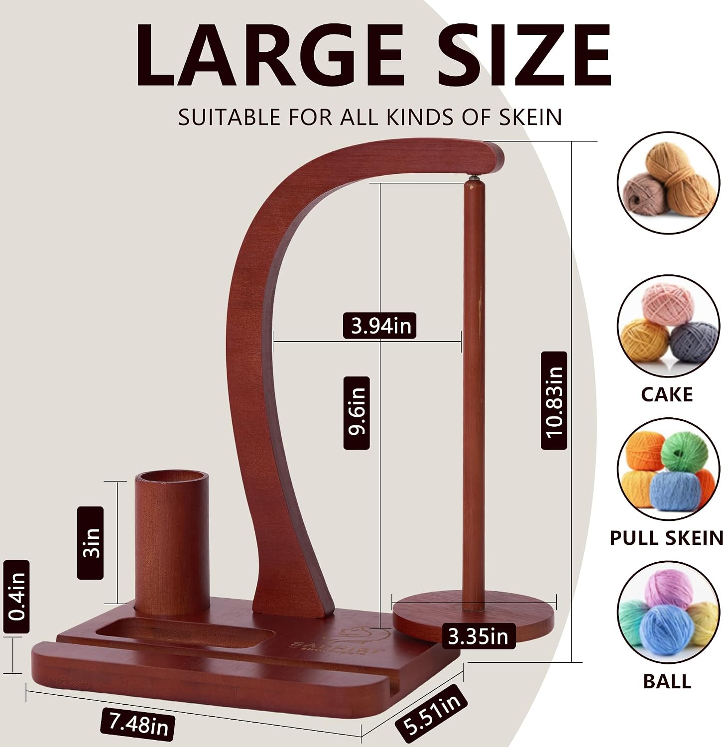Magnetic Bamboo Yarn Holder with Phone Stand for Crocheting and Knitting