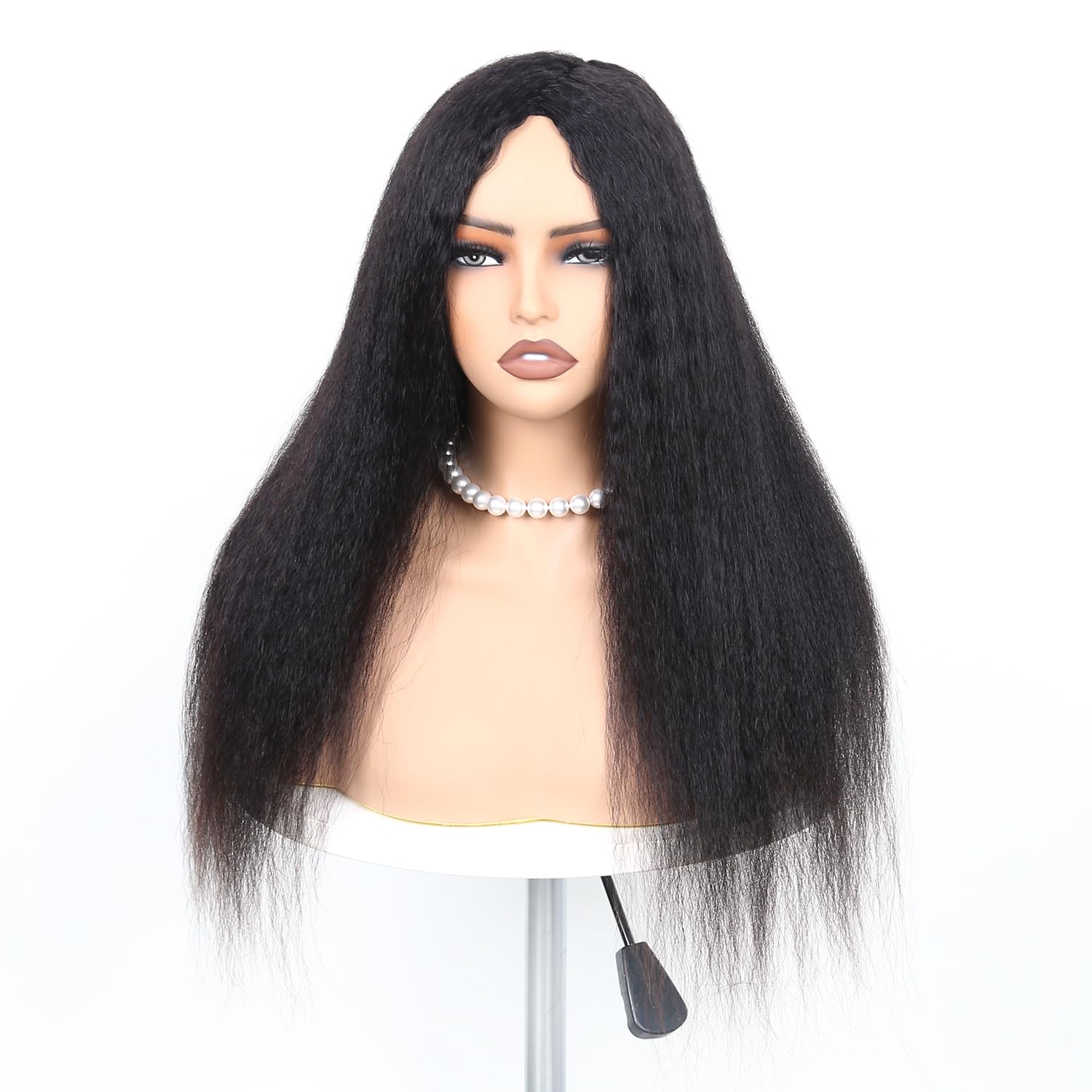 Human Hair Wig Yaki Straight Wear and Go Glueless Wigs Human Hair 180% Density Machine Made Wigs for Black Women Natural Color 12inch - Image 2