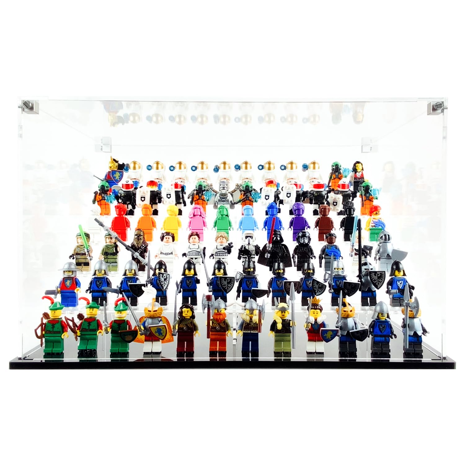 Vitrina Acrílica 3 Niveles Para Minifiguras, 25x14x15.5cm, Resistente Al Polvo Y Compatible Con Bloques