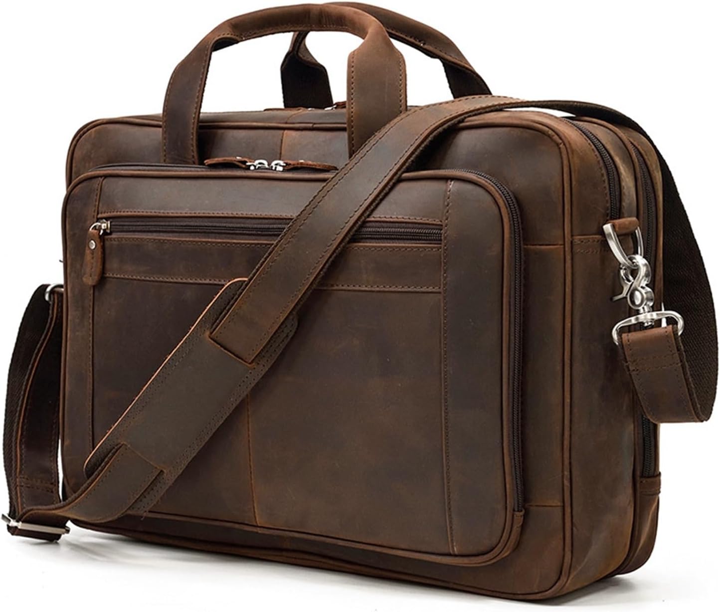 Men's Vintage Handbag Leather Briefcase Casual Work Commute Computer Bag Crossbody Shoulder
