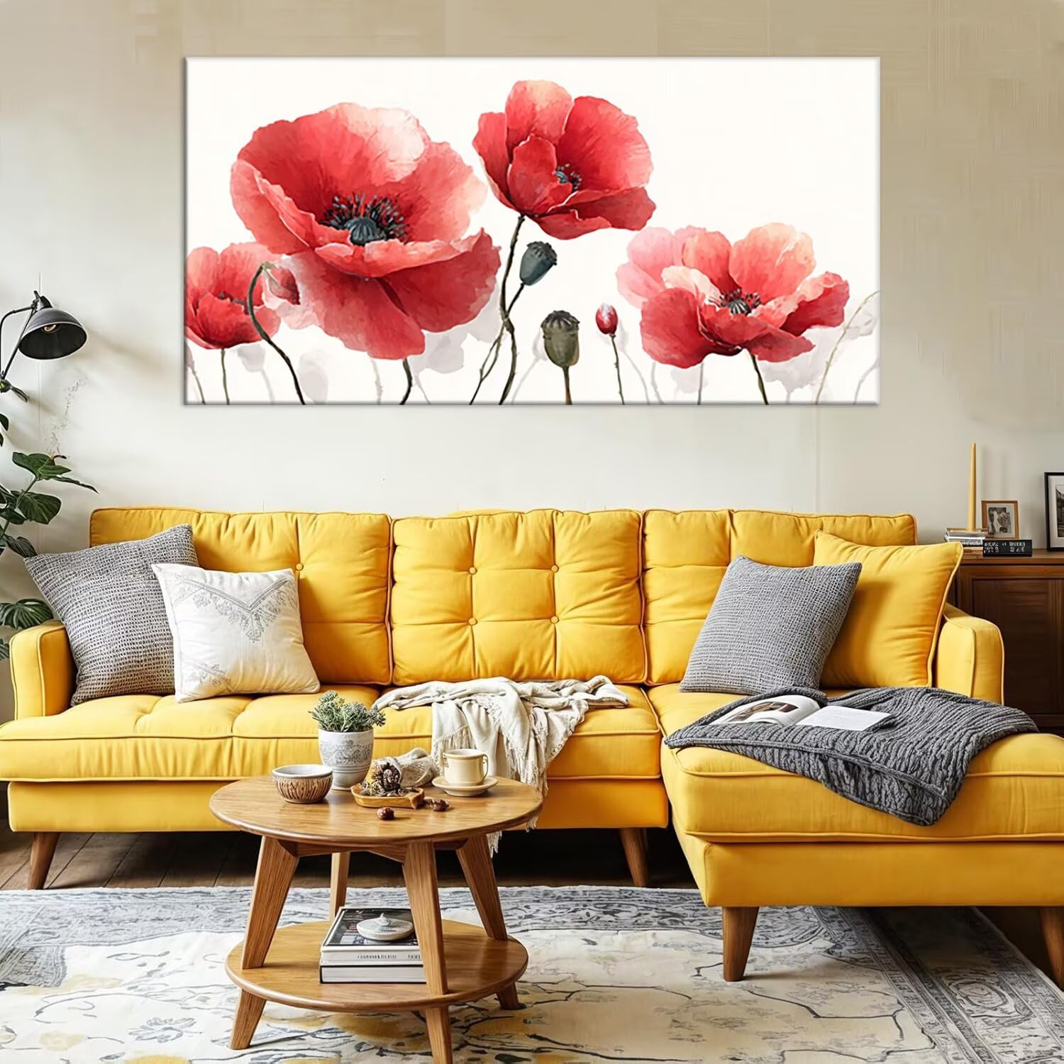 Malen nach Zahlen Erwachsene Mohnblume - Paint by Numbers Adult Mit 3 Pinseln und Acrylfarbe - DIY Handgemalt Ölgemälde Kit für Geschenke, Wanddeko und kreative Freizeit Geschenk 60x120cm p-833
