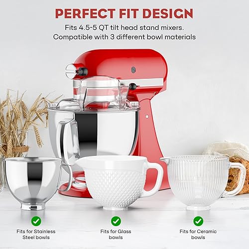 Miniatura 6 de GVODE KitchenAid - Protector de vertido para batidoras KitchenAid de 4.5 y 5 cuartos de galón, protector de salpicaduras transparente y seguro,