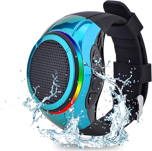 Frewico X10 - Reloj con altavoz Bluetooth portátil IP45 impermeable TWS control de voz con luz LED intermitente, reproductor de música MP3 +