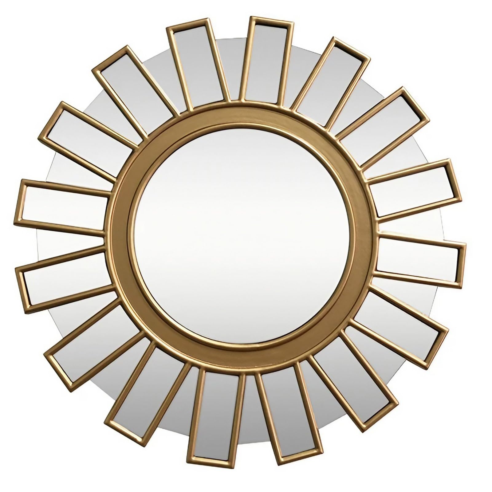FGXHHS Antique Gold Geometric Sunburst Wall Mirror, Vintage Round Decorative Mirror for Living Room Bedroom Bathroom, Fireplace Decor & Entryway Decor(70cm(28inch))