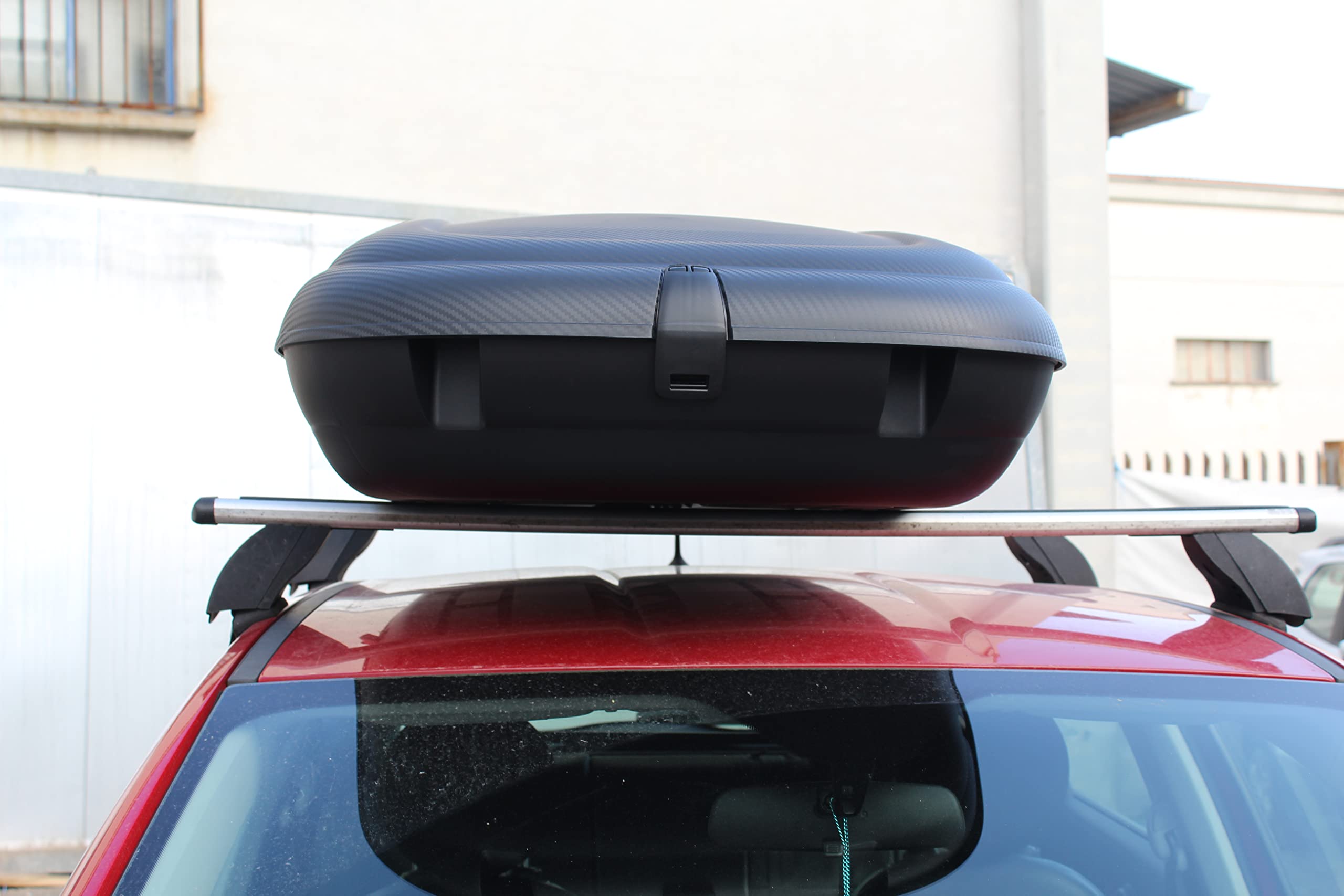 Box Tetto Auto 400L - Nero Carbon - Portapacchi - Portatutto Universale - 170x79x38 cm - Portata 50Kg - Baule Portabagagli - Siluro Box Auto Tetto - Omologato - Apertura Laterale
