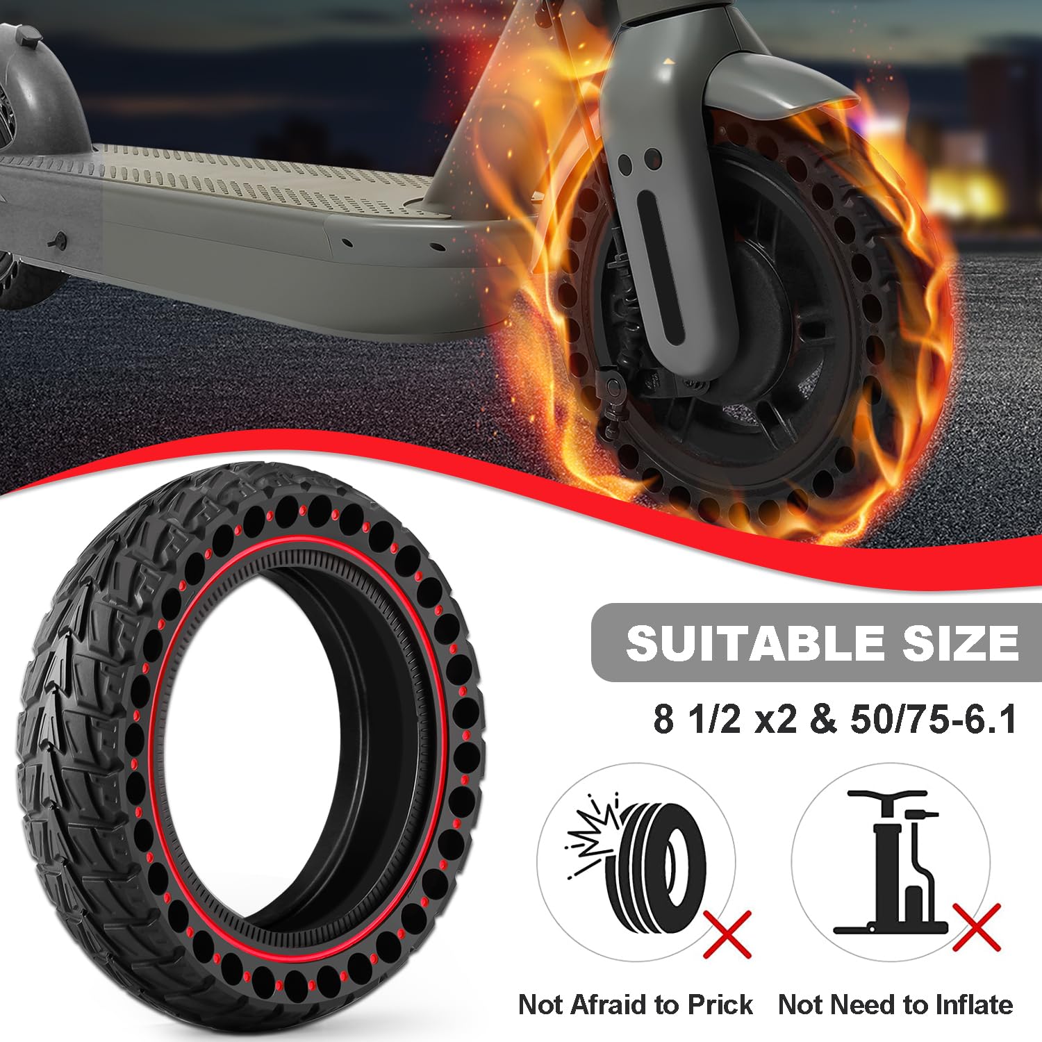 8 1/2X2 CAMERA D'Aria Doppio Spessore Per Monopattino Elettrico 8.5 - Foto 3