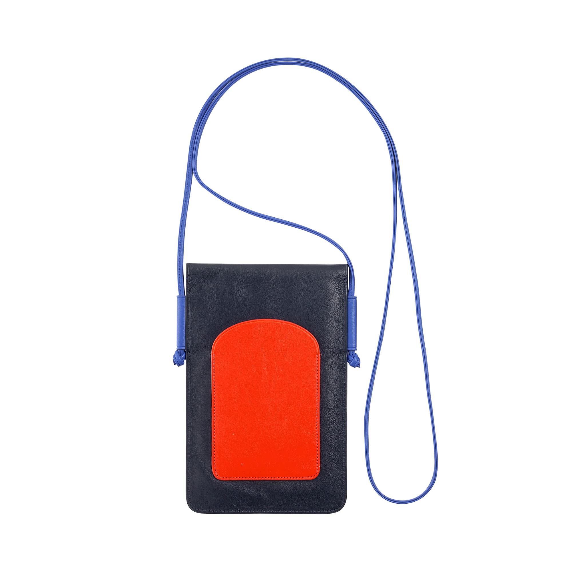 DUDU Custodia Porta Cellulare da Collo in Pelle, Astuccio Porta Smartphone fino a 6,7 Pollici con Bottone, Laccio Tracolla Regolabile, Design Sottile Navy
