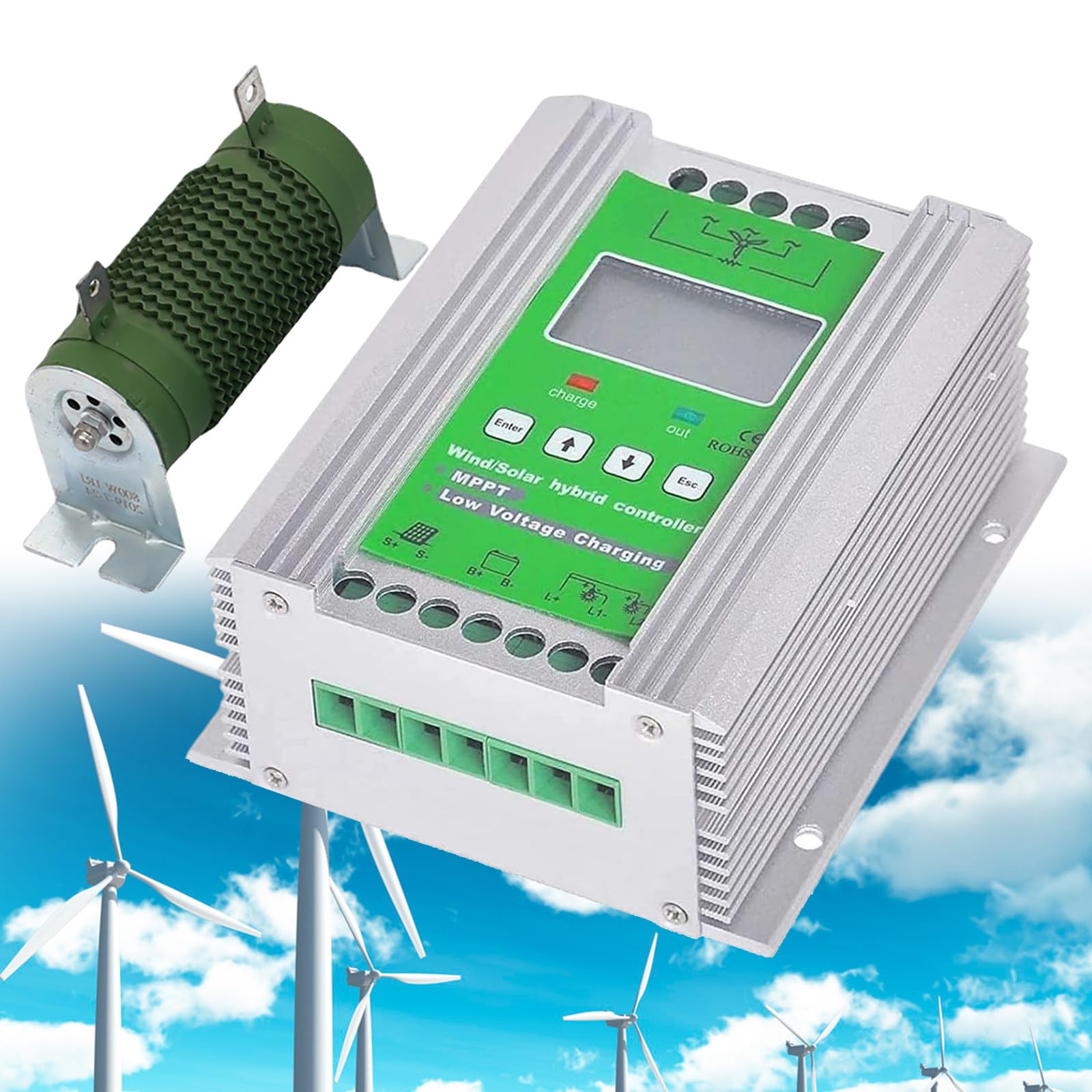 Contrôleur de Charge Hybride Solaire éolien, MPPT, 12V 24V 48V, contrôleur de Charge d'énergie LCD, 6000W Wind 8000W PV Solar, pour éolienne, Panneau Solaire,12V