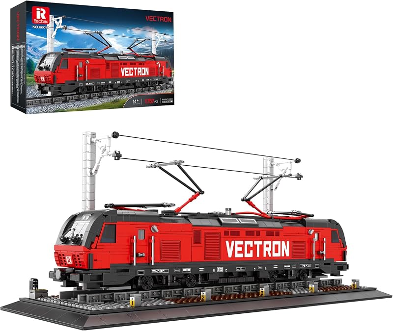 Train Building Block Kit with Base, MOC City Train Sets | Classic Vectron Electric Truck 66019,Model for Adult Car Lovers, Gift Ideas for Girls Boys Home Décor, 1757 PCS