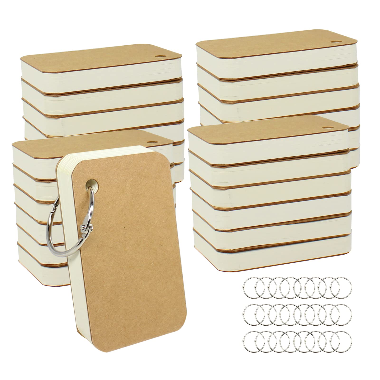 Buy 24 Pack Blank Flash Cards with Binder Rings (60 sheets), 2.2 x 3.5
