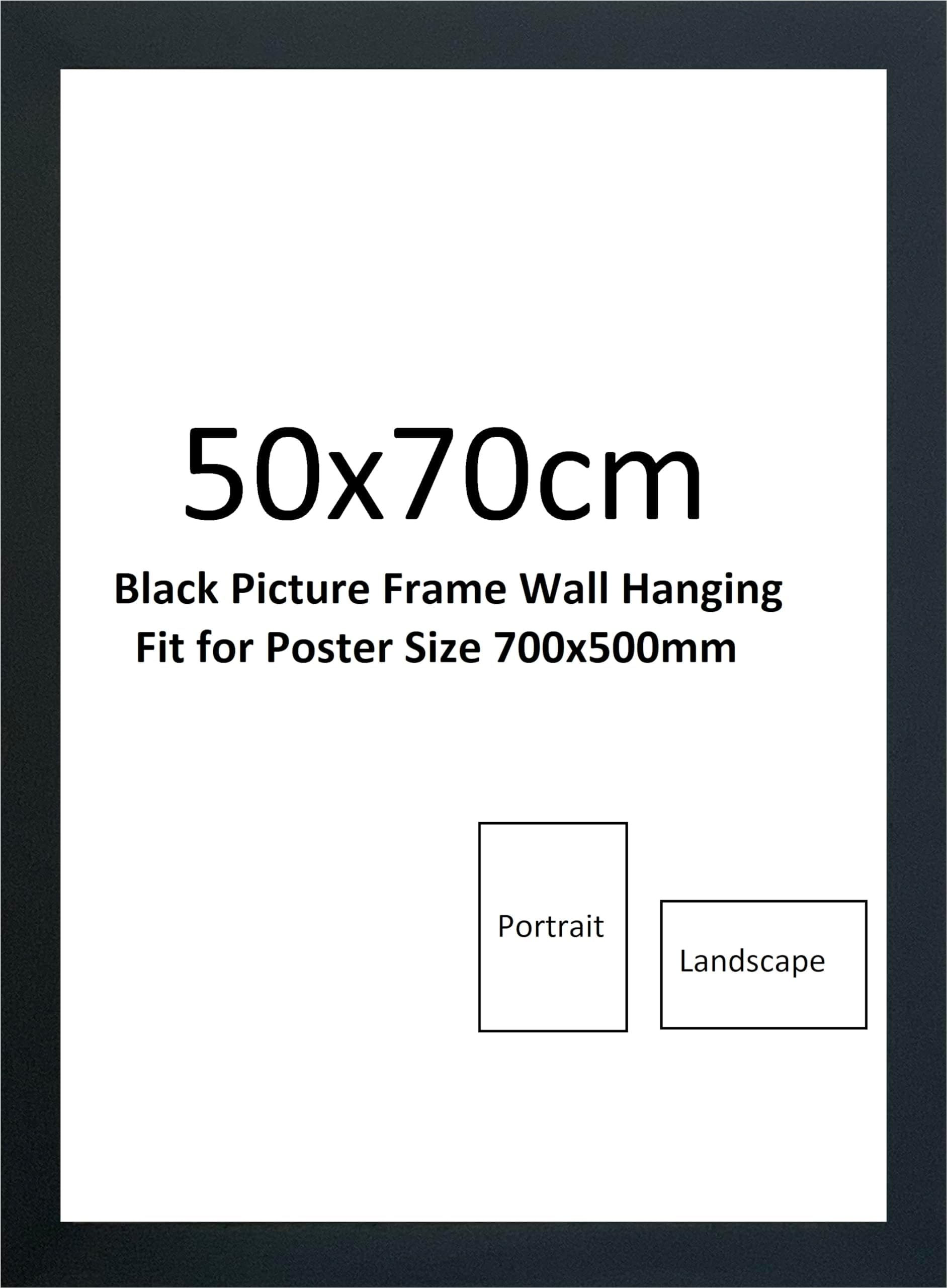DECORO 50x70cm Black Poster Frame - 500 x 700mm Wooden Frames - Large Black Picture Frames - Perfect For Jigsaw puzzles Black Frame