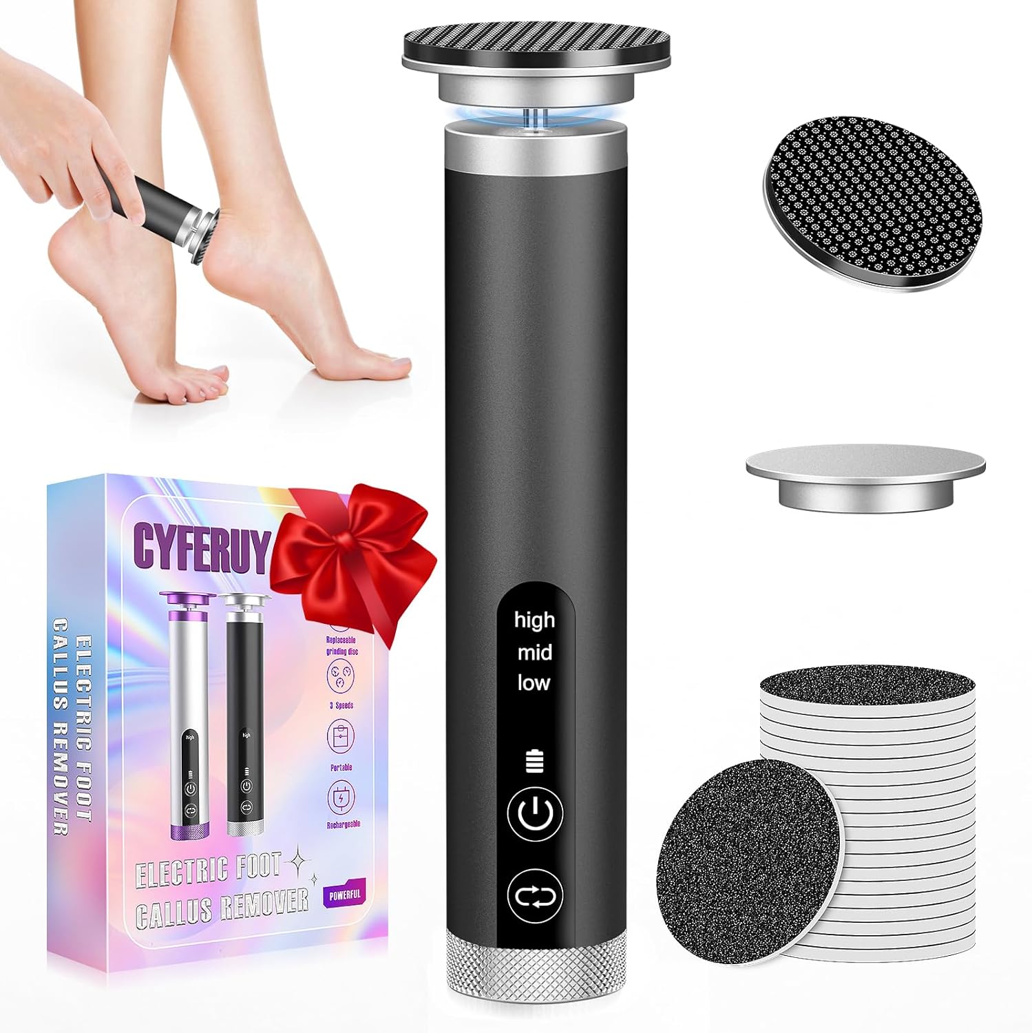 Electric Foot Callus Remover, Apply Oil,Foot SPA, Foot File,Reusable Nano-Glass Head, Ergonomic Premium Aluminum Callus Remover for feet, Rechargeable Pedicure Tools for Feet,Gifts for Men Women