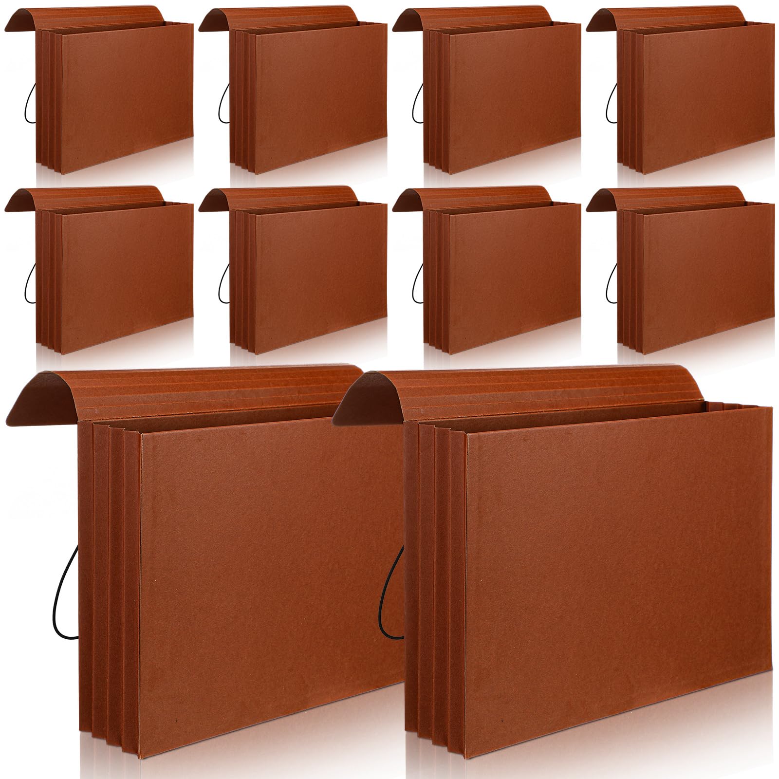 Chuangdi 10 Pcs Expanding File Wallet with Flap and Elastic Cord Closure Expandable Expanding File Folder for Lawyers Bankers Documents Paper Office,