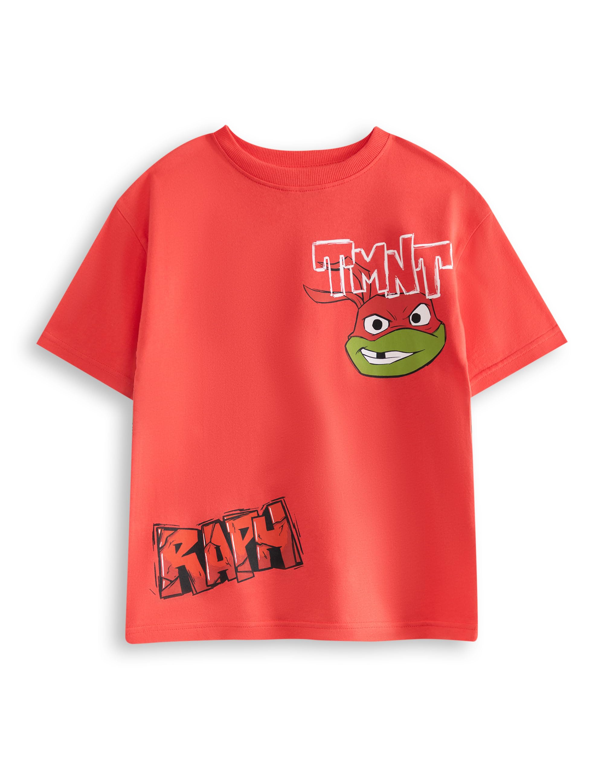 Teenage Mutant Ninja Boys Raph Turtles Red Short Sleeve Graphic Tee | Tmnt T-Shirt | Crew Neck Cartoon Top | Casual Wear For Kids | Ael Character Apparel | Turtles Merch - 6-7 Years