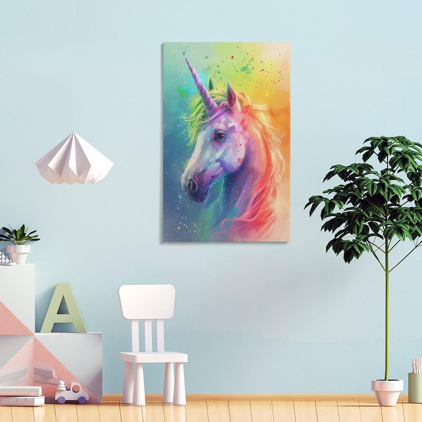 ユニコーン　絵画　壁掛け Amazon.co.jp: 絵画 カラフルなユニコーンインテリア 絵画 動物