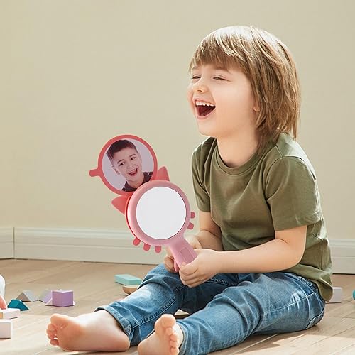 Baby Mirror, See My Feelings Mirror, Emotion Mirror with Six Different Expressions, Shatterproof Mirror for Boys Girls (Blue)(Pink)