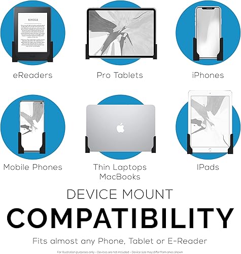 Miniatura 6 de BRAINWAVZ Soporte adhesivo de pared para tablet y portátil delgado para iPad, Android, MacBook, superficie, iPad Air, Mini y Pro, Galaxy Tab Note