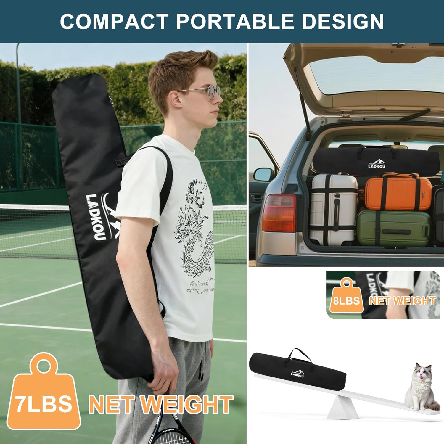 Extra Large Tennis Ball Hopper, Holds 200 Balls, Foldable Tennis Ball Basket with Wheels & Removable Bag, Lightweight Pickleball Caddy Cart for Baseball/Softball, for Training/Teaching