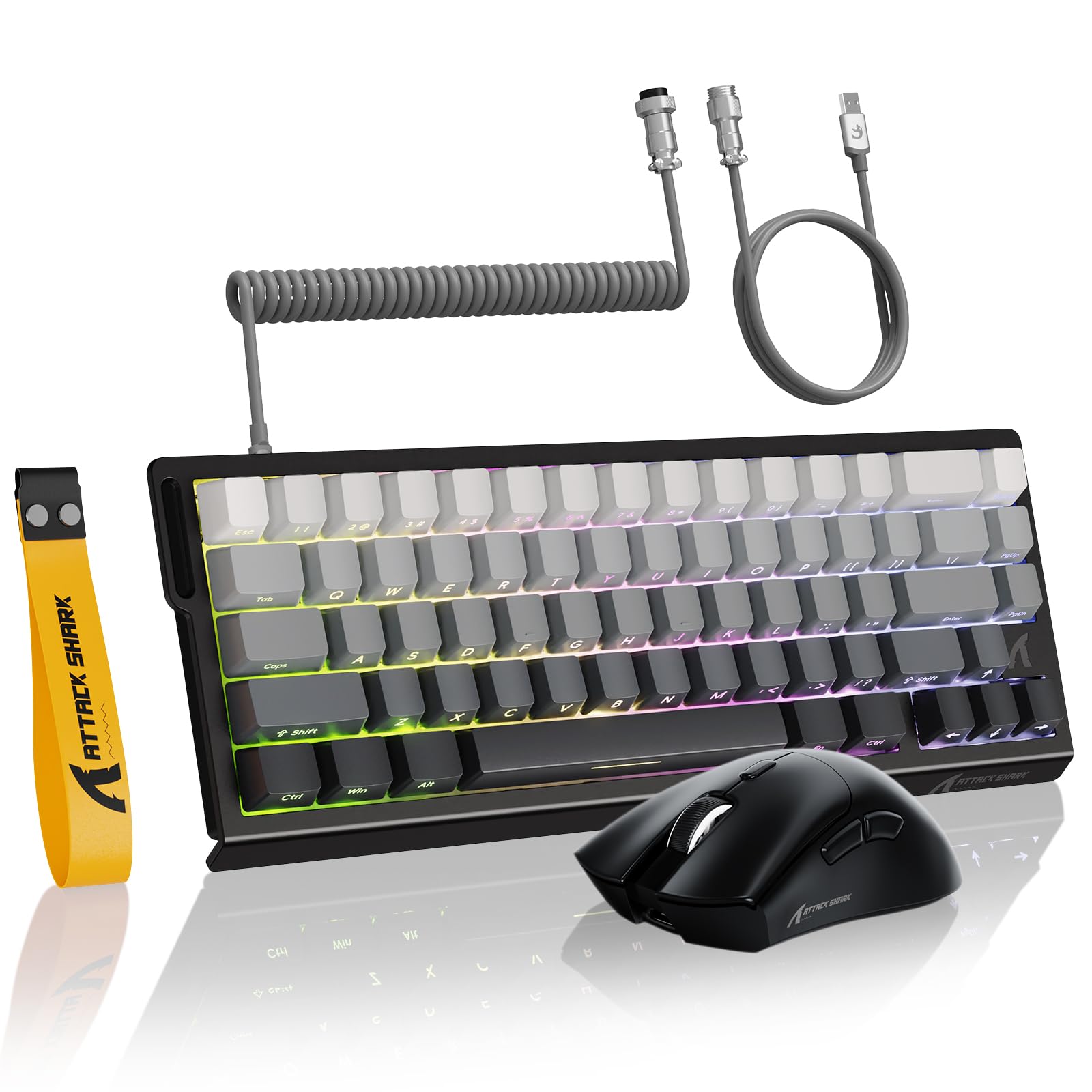 MAMBASNAKE Attack Shark X68 HE Rapid Trigger-Tastatur & R1-Maus & 8KHz-Spiralkabel Kombinationen, 0.01mm RT Accuracy, 8KHz Wired Magnetische Tastatur, R1 Kabellose Gaming-Maus, für PC/Mac–Mondnacht