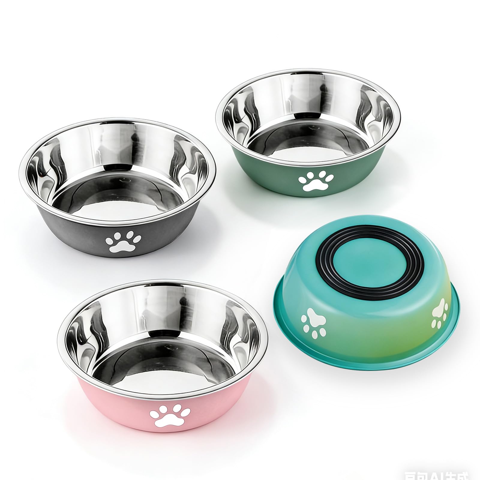 4 Pack 860ml Dog Bowl, Stainless Steel Dog Food and Water Bowl Pet Bowls Non Slip Silicone Bottom Feeder for Small Medium Dogs