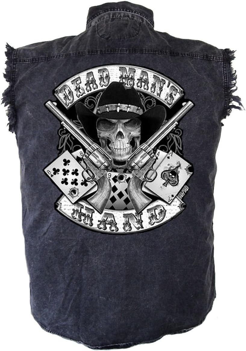 Men's Aces and Eights Denim Twill Sleeveless Biker Shirt