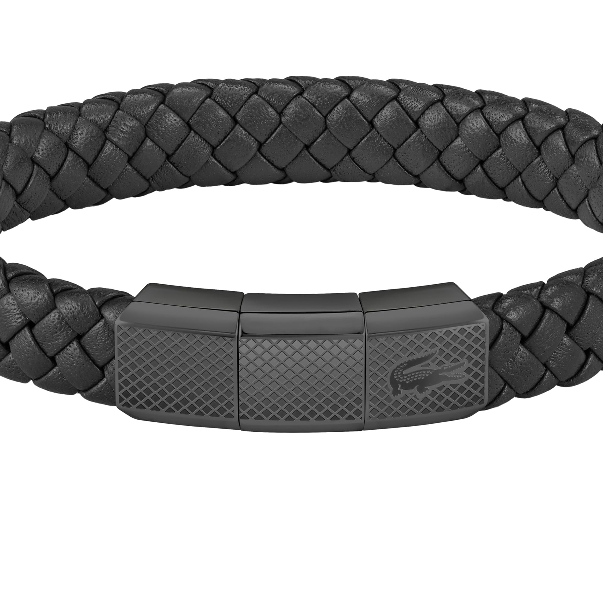 Lacoste Herren Lederarmbänder Kollektion ROKEL aus Geflochtenem Leder mit Poliertem Magnetverschluss – Erhältlich in Grün oder Schwarz