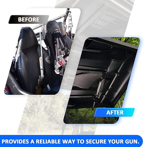 Miniatura 5 de Wsays Soporte para pistolas UTV, correas de goma ajustables para barras de rodillo de 1 a 2 pulgadas, compatible con Polaris RZR Ranger Fit Can Am