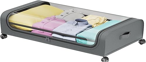 Contenedores de almacenamiento debajo de la cama, almacenamiento de zapatos debajo de la cama con ruedas, organización de almacenamiento de