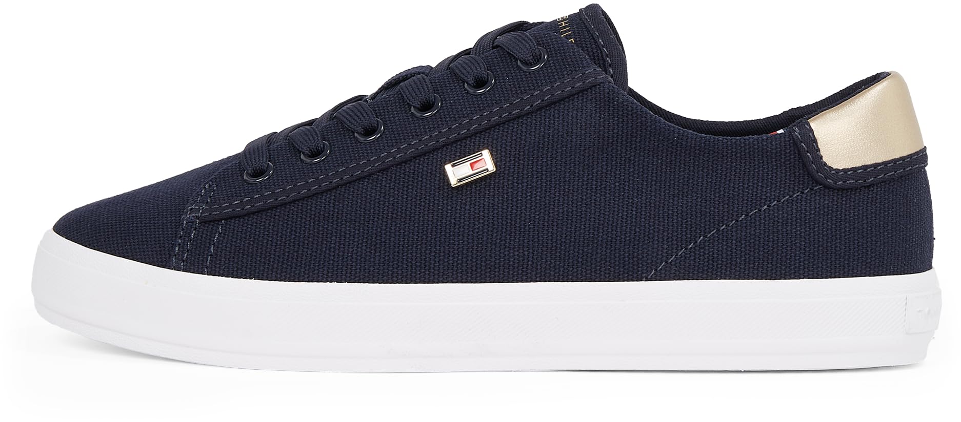 Tommy Hilfiger Women’s Elegant Canvas Lace-Up Vulcanised Trainers, Blue (Space Blue), 3.5