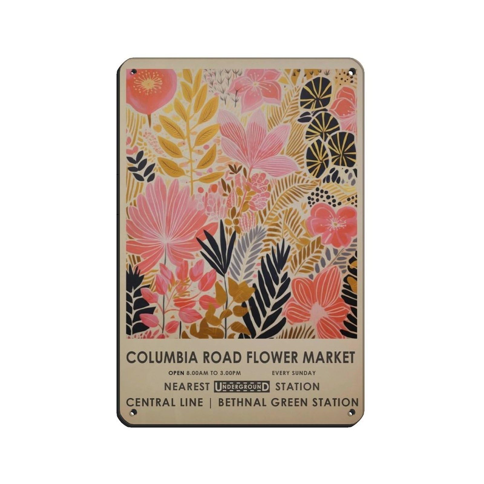 Columbia Road Flower Market, London Flower Market (4) Retro Poster Metal Tin Sign Chic Art Retro Iron Painting Bar People Cave Cafe Family Garage Poster Wall Decoration 8x12inch(20x30cm)