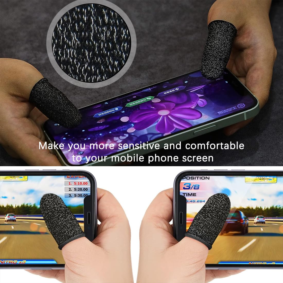 10 Pezzi Manicotti Dita Per Gaming Mobile - Traspiranti E Antiscivolo Per Smartphone - Foto 12