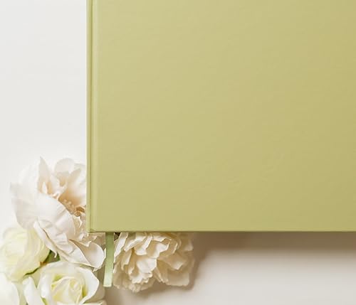 Miniatura 4 de MUUJEE Personalized Guestbook in Sage - Premium Custom Modern Guest Book for Wedding Reception, Birthday Party or Events wBookmark Blank Pages for