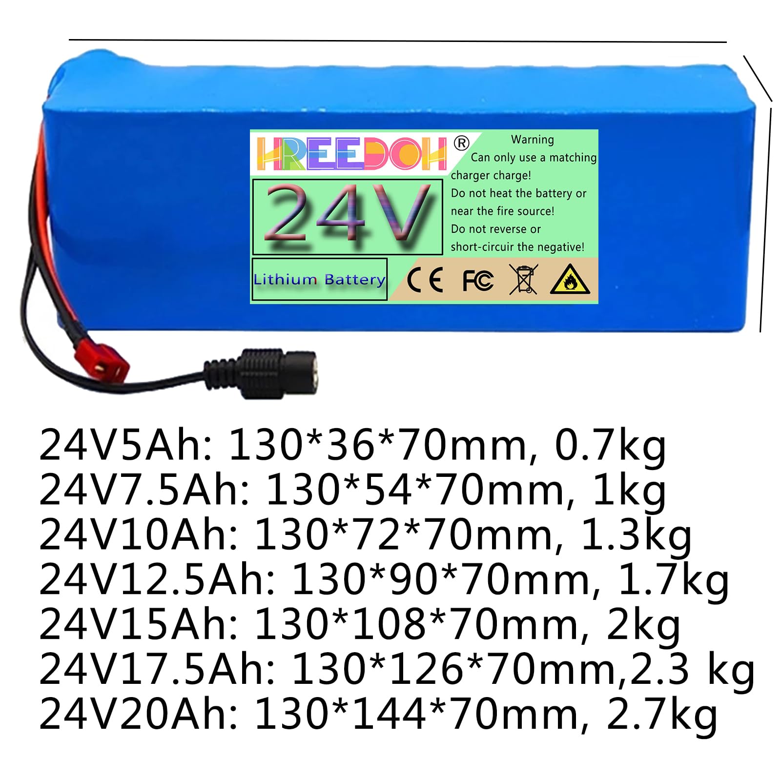 Amazon.co.jp: FREEDOH 24V リチウムイオンバッテリー 5Ah 7.5Ah 10Ah 