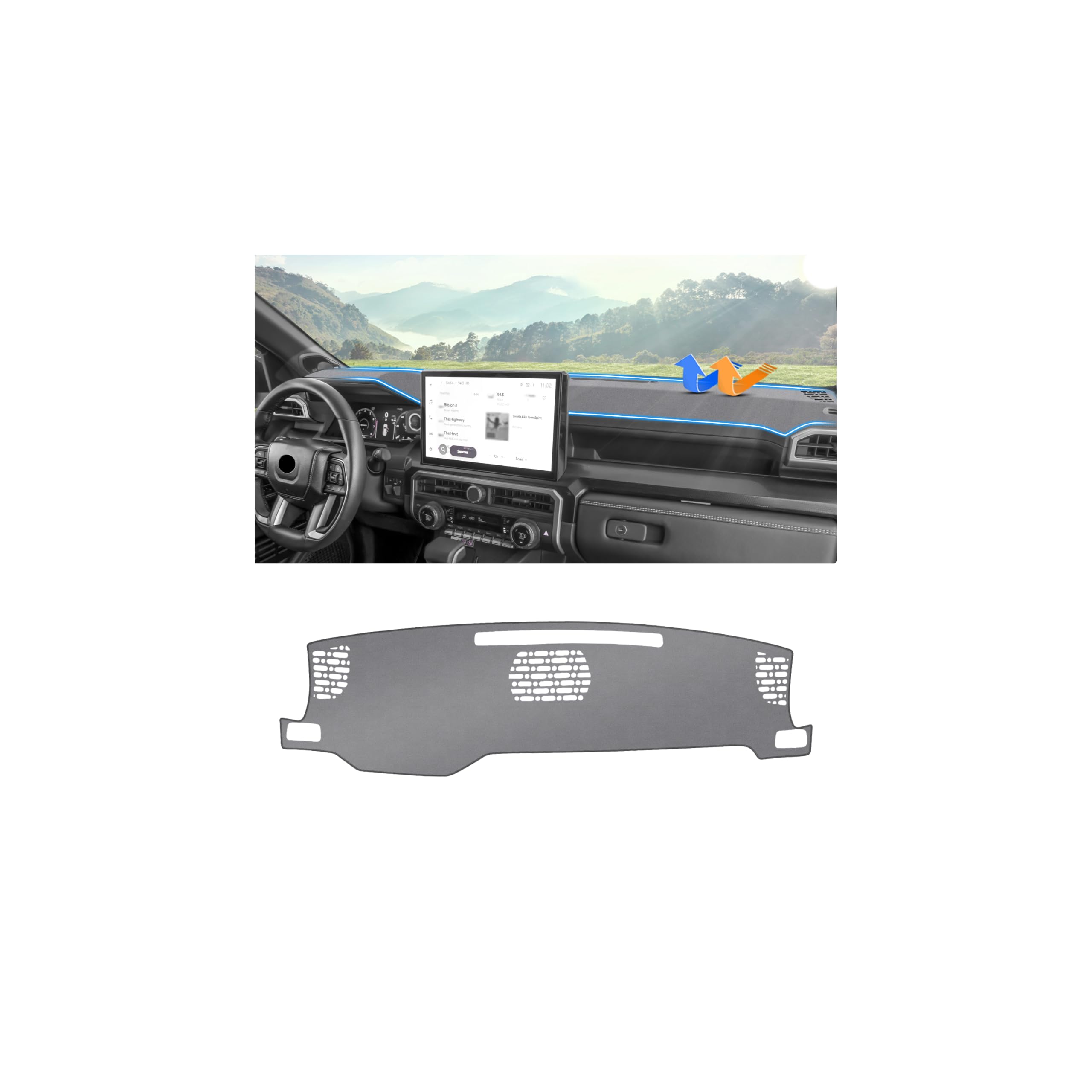 Autorder Gray Dashboard Cover Mat for Toyota 4Runner 2025 2026 / Toyota Tacoma 2024 2025 2026 Accessories Dash Cover Upgrade Polyester Dash Mat Sunshade Glare UV Rays Protector