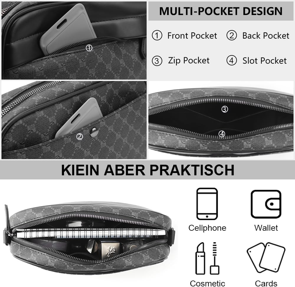Starnearby - Bolso bandolera para hombre, de piel sintética, Crossbody Bag, pequeño bolso cuadrado, bandolera, bolsa para teléfono móvil, bolsa para negocios, viaje y trabajo