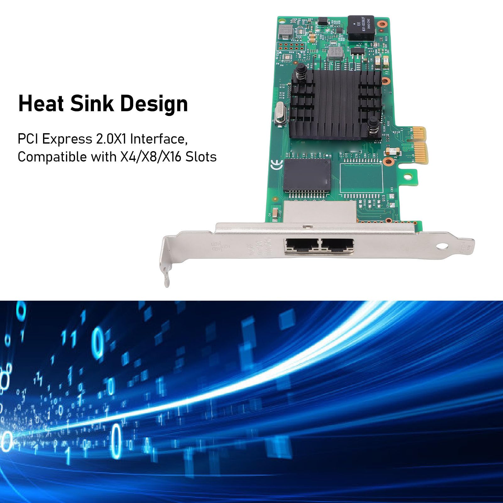 Sxhlseller Karta Sieciowa PCIe Wydajny Adapter Ethernet 1G Zapewniający stabilność Serwera Obsługa Systemów, 1 X Karta Sieciowa dla Serwerów Komputery Stacjonarne Urządzenia Pamięci Masowej