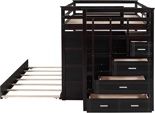 Miniatura 355 de Versatility - Litera individual sobre individual con escritorio y armario integrados, cama alta de madera maciza y plataforma independiente con