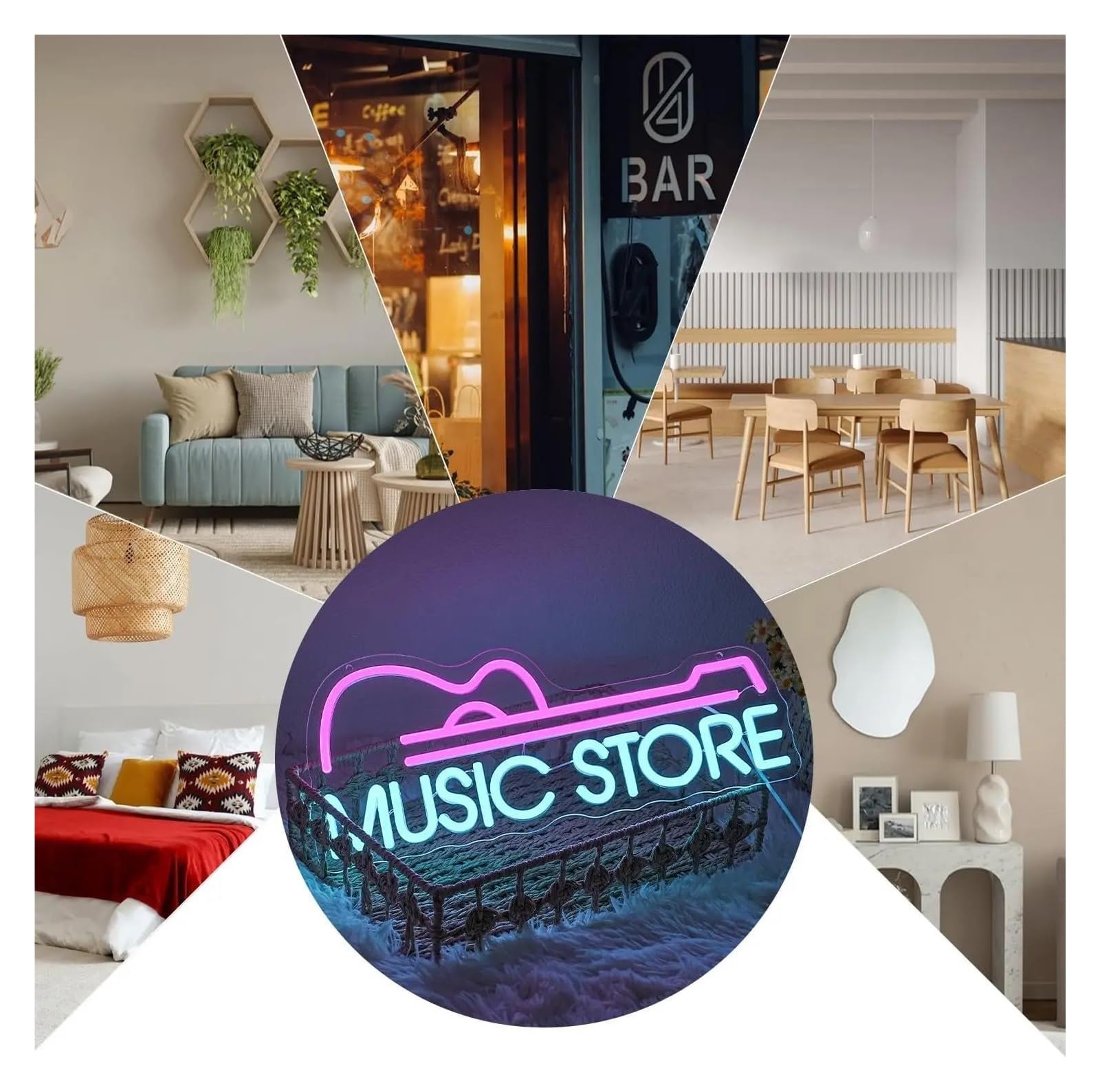 Luci al Neon Da Parete Music Store Insegna Al Neon USB Dimmerabile Per Bar Negozio Di Attrezzature Musicali Decorazioni Per Pareti In Studio Per Feste 42x18cm