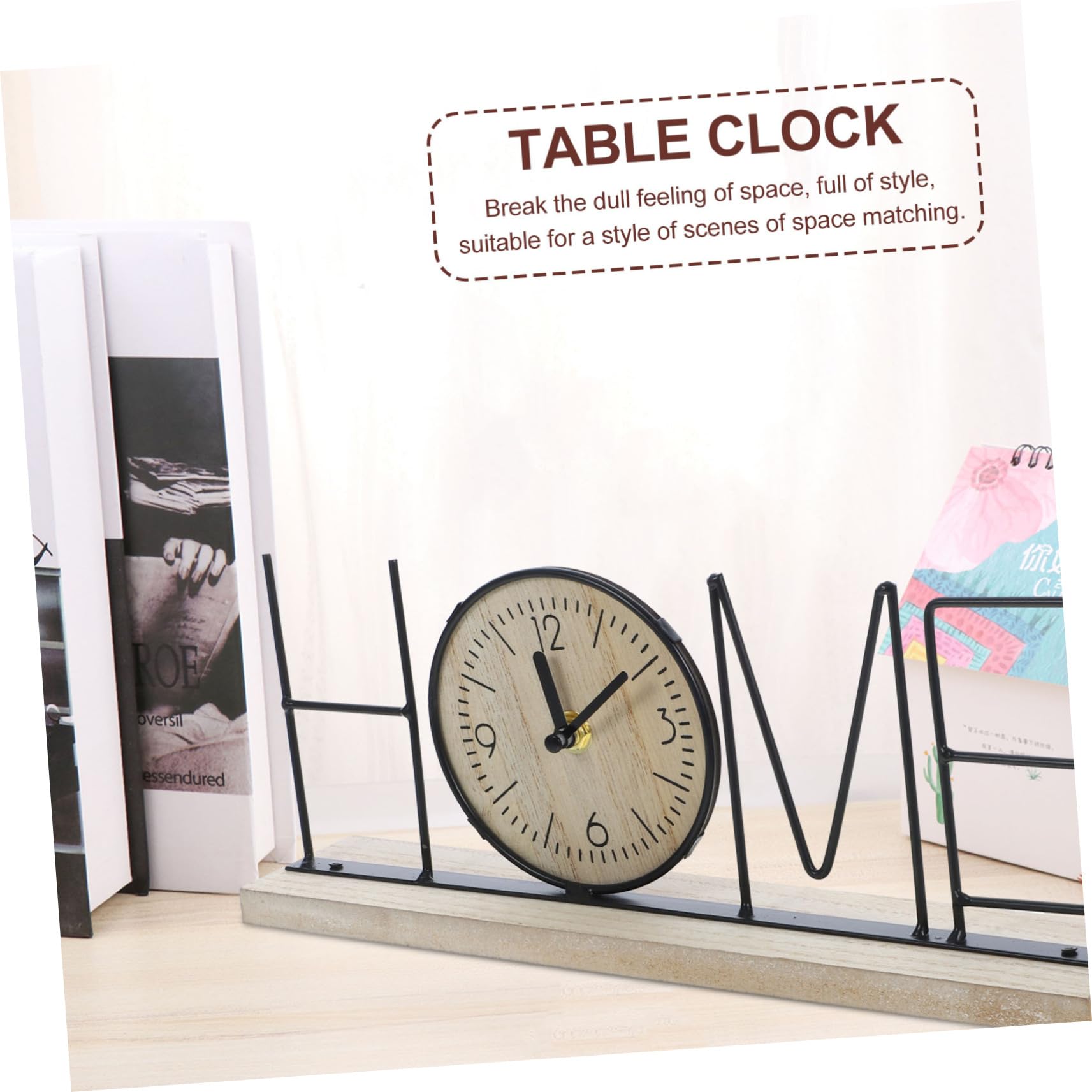 TOPBATHY Reloj Decorativo de Sobremesa Home de Madera y Hierro