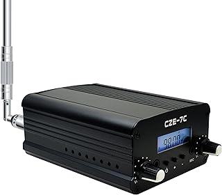 BaseWish 7W 1W Long Range FM Transmitter with LCD & 3.5mm Audio Cable - Ideal for Drive-in Church, School & Supermarket Ev...