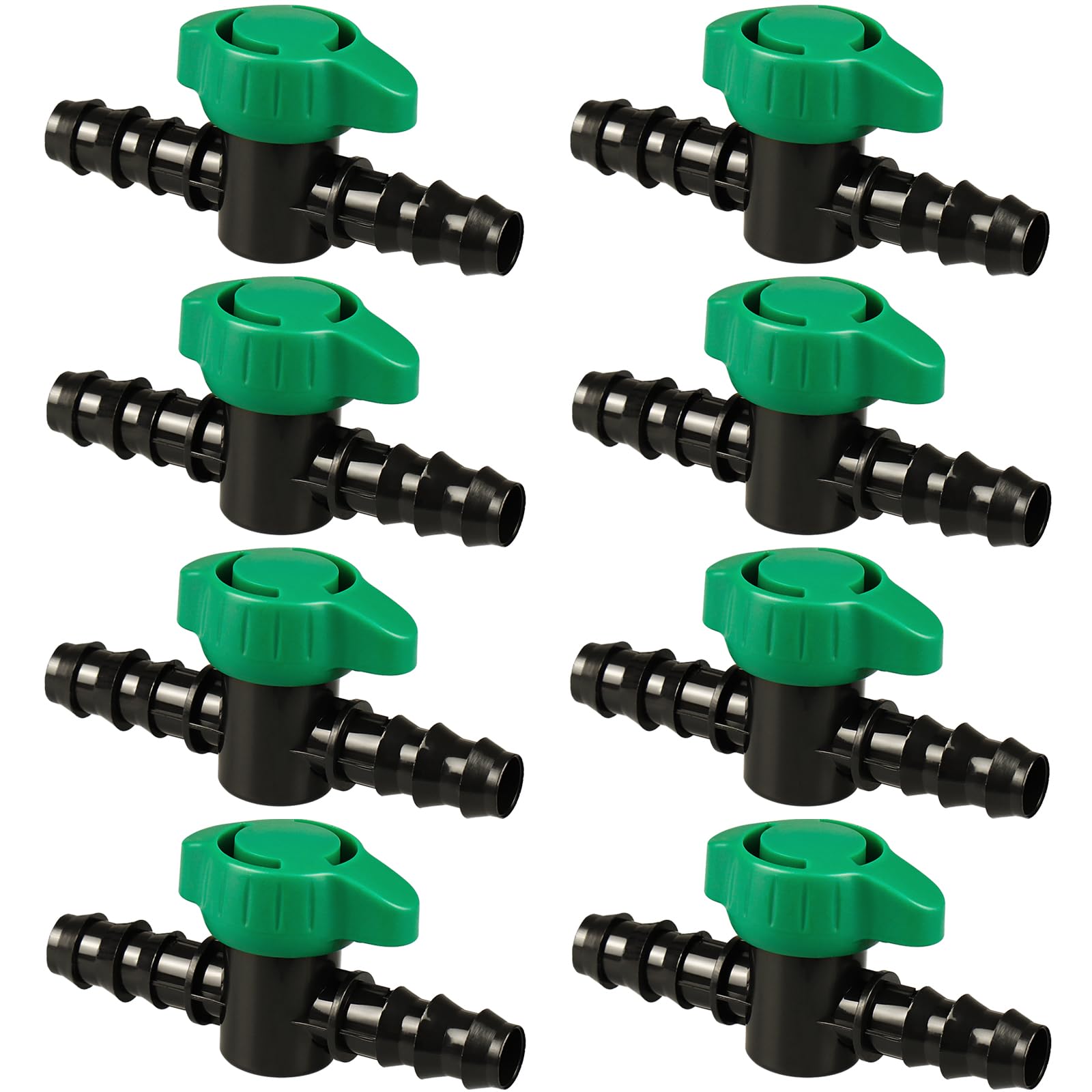 JOYPRO 1/2 Inch Drip Irrigation Barbed Valve, 8 Pack 1/2" Drip Barbed Shut Off Valves for 1/2 In. Drip Irrigation Tubing (.570-. 620" ID), 1/2" in-Line Cut Off Switch Valves for Drip Sprinkler System